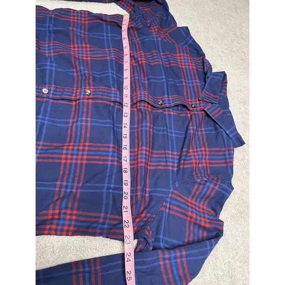 LL Bean Flannel Shirt Womens Large Scotch Plaid blue Button Up - Picture 4 of 7